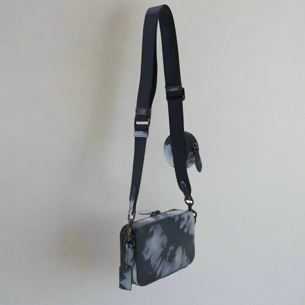 Coach Charter Slim Crossbody CU208 Blue Tie Dye Leather Sling Bag